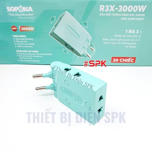 Ổ Chia Điện 3 Ngõ Dẹp Cổ Xoay 3000W 13A-220V R3X-3000W SOPOKA