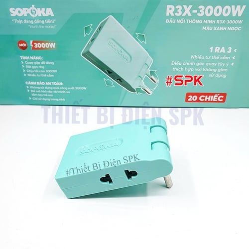 Ổ Chia Điện 3 Ngõ Dẹp Cổ Xoay 3000W 13A-220V R3X-3000W SOPOKA
