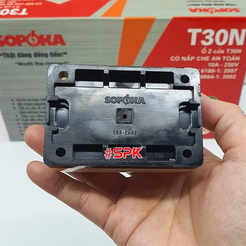 Ổ Cắm 2 Lỗ Gắn Táp Lô Có Nắp Che SOPOKA T30N 2200W