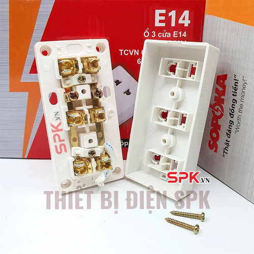 Ổ Cắm Điện 3 Lỗ Gắn Táp Lô E14 SOPOKA Chịu Nhiệt, Tiếp Xúc Chắc