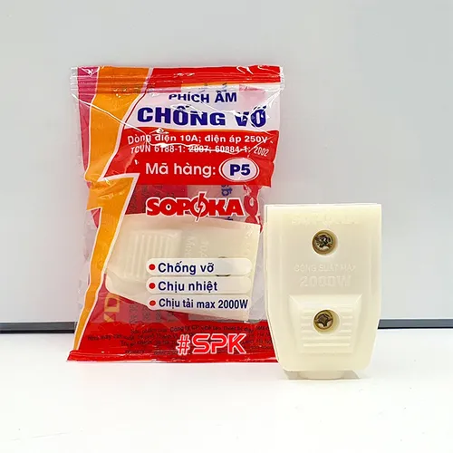 Phích Cắm Điện Âm Trắng Phích Cắm Cái P5 Chống Vỡ SOPOKA
