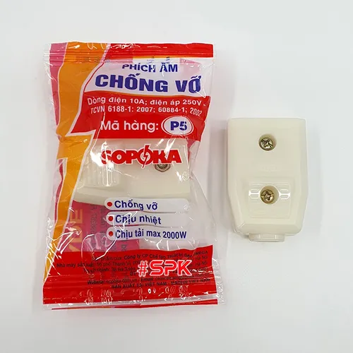 Phích Cắm Điện Âm Trắng Phích Cắm Cái P5 Chống Vỡ SOPOKA