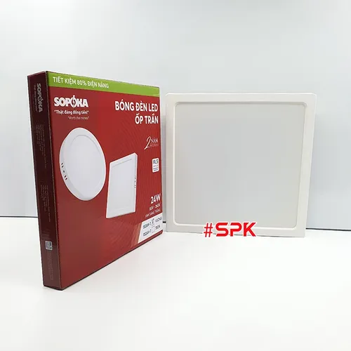 Bóng Đèn LED SS24W Ốp Trần Vuông 24 W Sáng Trắng Vành Nhựa SOPOKA
