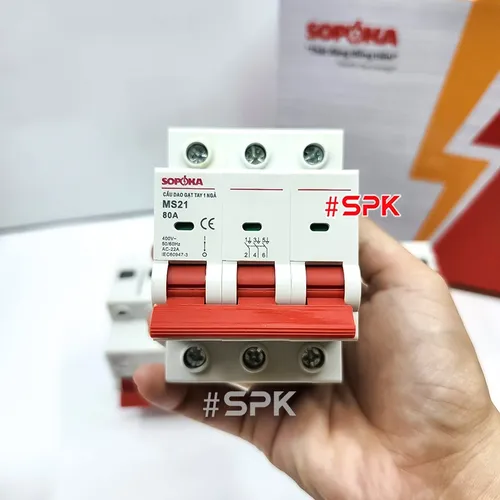 SOPOKA Cầu Dao Gạt Tay 1 Ngã 3P MS21 (15A–80A)