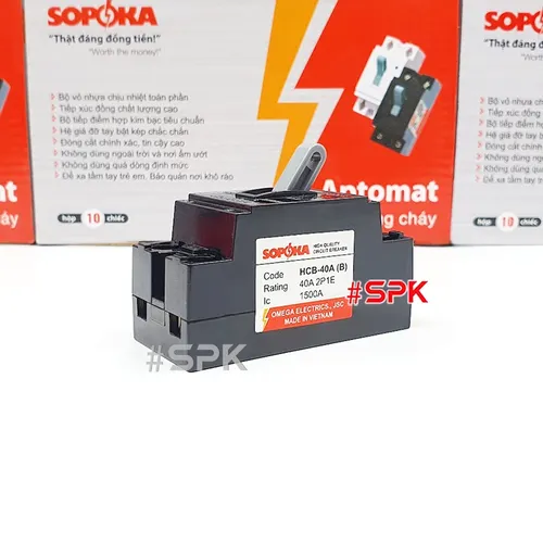 Aptomat CB Cóc 1 Pha HCB SOPOKA Màu Đen