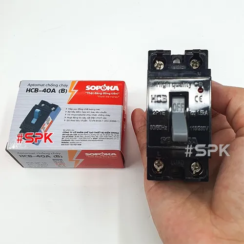 Aptomat CB Cóc 1 Pha HCB SOPOKA Màu Đen