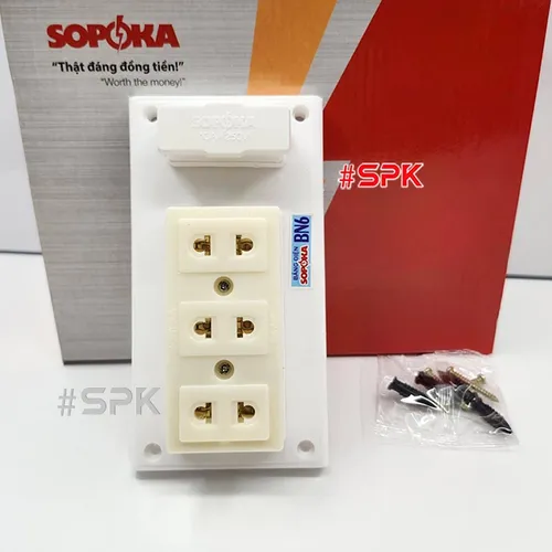 Bảng Điện Táp Lô 3 Ổ Cắm Có Cầu Chì BN6 SOPOKA