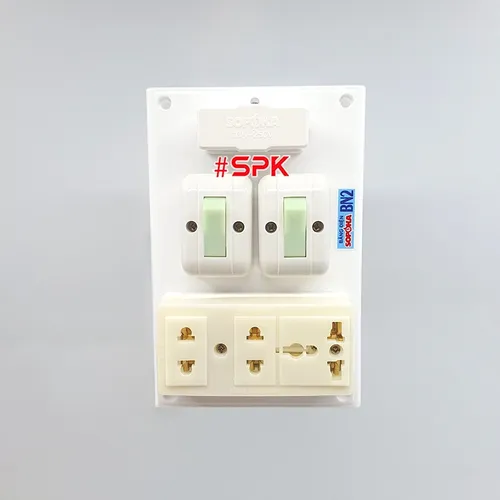 Bảng Điện Táp Lô 2 Công Tắc 3 Lỗ Cắm Có Cầu Chì BN2 SOPOKA