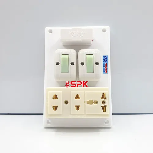 Bảng Điện Táp Lô 2 Công Tắc 3 Lỗ Cắm Có Cầu Chì BN2 SOPOKA