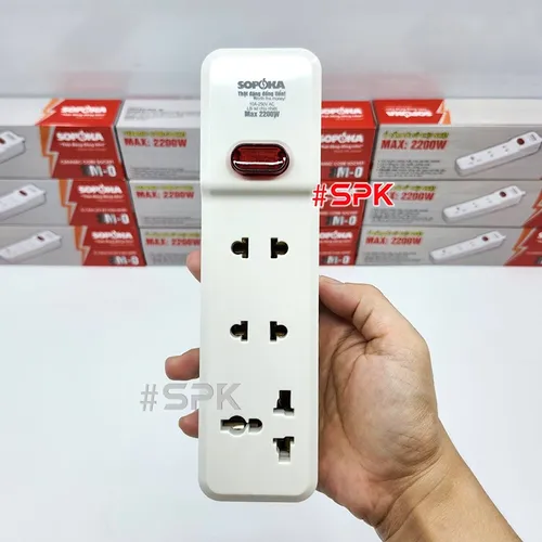 Ổ Cắm Điện 3 Lỗ 2200W Lõi Sứ Không Dây Có Công Tắc 3M-0 SOPOKA