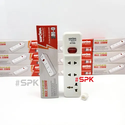 Ổ Cắm Điện 3 Lỗ 2200W Lõi Sứ Không Dây Có Công Tắc 3M-0 SOPOKA