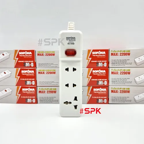 Ổ Cắm Điện 3 Lỗ 2200W Lõi Sứ Không Dây Có Công Tắc 3M-0 SOPOKA