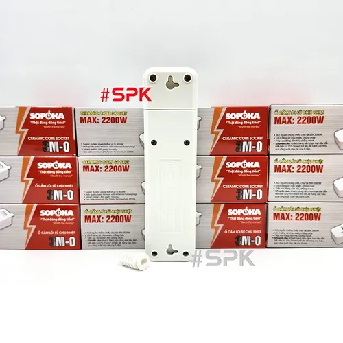 Ổ Cắm Điện 3 Lỗ 2200W Lõi Sứ Không Dây Có Công Tắc 3M-0 SOPOKA