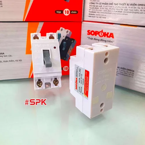 Aptomat CB Cóc 1 Pha HCB SOPOKA Màu Trắng