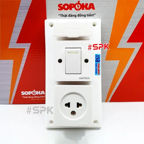 Bảng Điện 1 Công Tắc 1 Lỗ Cắm Có Cầu Chì BS1 SOPOKA