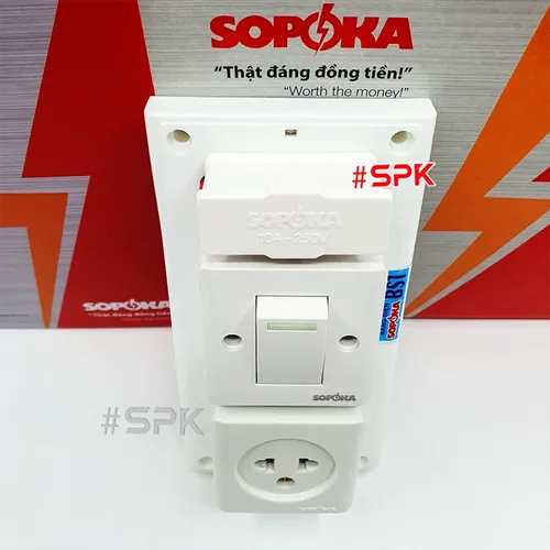 Bảng Điện 1 Công Tắc 1 Lỗ Cắm Có Cầu Chì BS1 SOPOKA