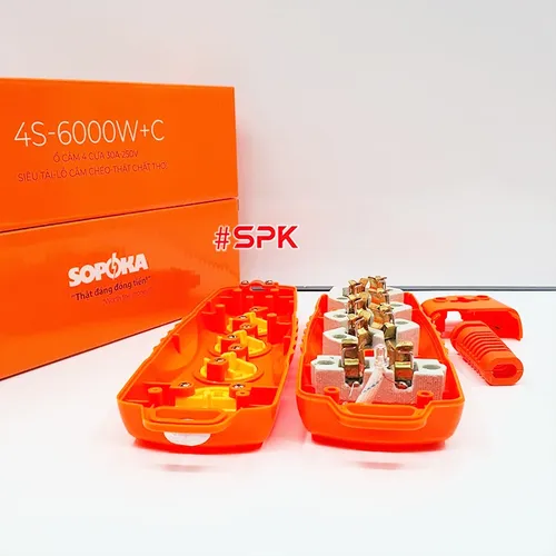 Ổ Cắm Điện 6000W 4 Lỗ Chéo Không Dây Siêu Chịu Tải 30A 4S-6000+C SOPOKA