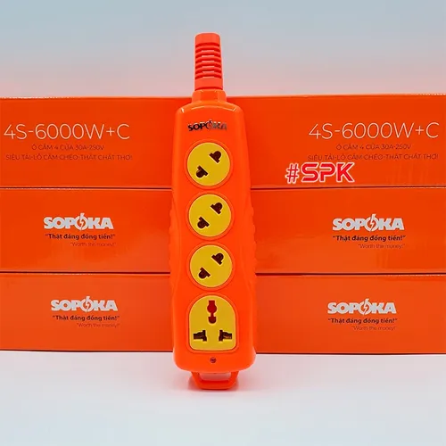 Ổ Cắm Điện 6000W 4 Lỗ Chéo Không Dây Siêu Chịu Tải 30A 4S-6000+C SOPOKA