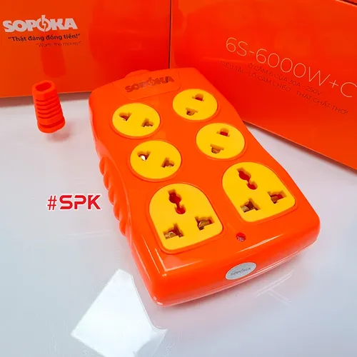 Ổ Cắm Điện 6000W 6 Lỗ Chéo Không Dây Siêu Chịu Tải 30A 6S-6000+C SOPOKA