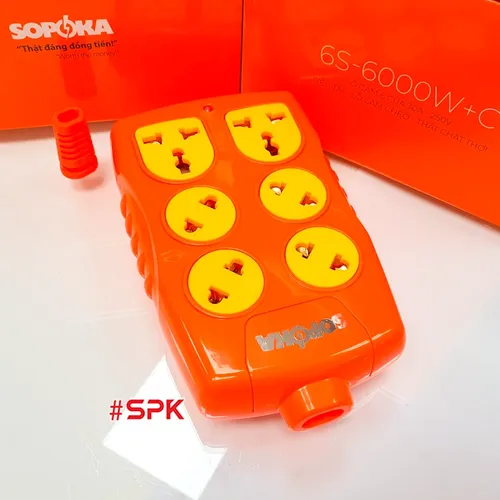 Ổ Cắm Điện 6000W 6 Lỗ Chéo Không Dây Siêu Chịu Tải 30A 6S-6000+C SOPOKA