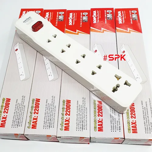 Ổ Cắm Điện 5 Lỗ 2200W Lõi Sứ Không Dây Có Công Tắc 5M-0 SOPOKA