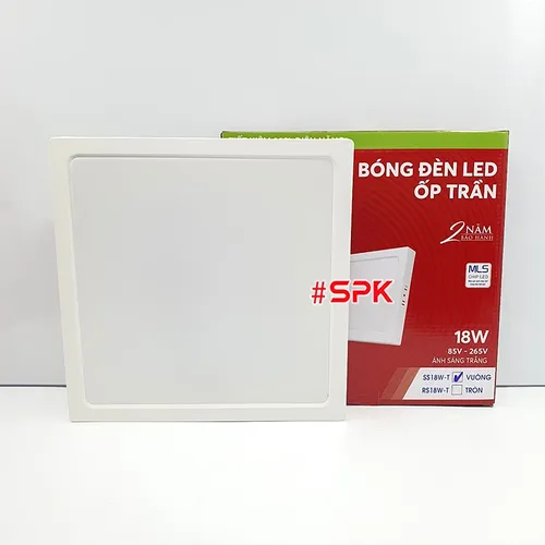 Bóng Đèn LED SS18W Ốp Trần Vuông 18 W Sáng Trắng Vành Nhựa SOPOKA