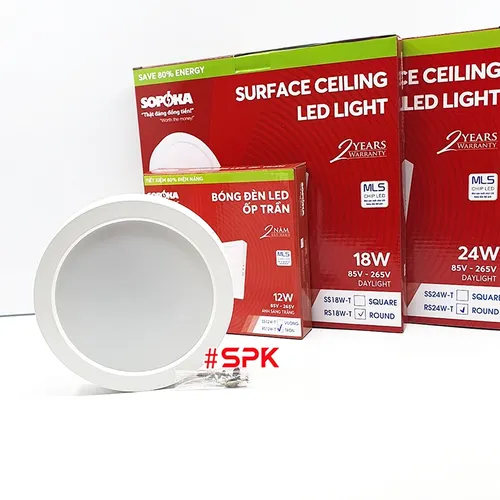 SOPOKA Bóng Đèn LED Ốp Trần RS12W-T Chiếu Sáng 25000 Giờ Tiết Kiệm Điện 80%