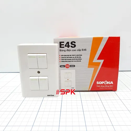 Bảng Điện Lắp Nổi Cao Cấp Dòng E 4 Công Tắc E4S SOPOKA 