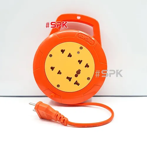 Ổ Cắm Điện Quay Cuộn Dây Tròn Chịu Tải 2200W Q45C/ Q75C Màu Đỏ Cam SOPOKA