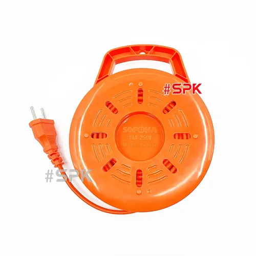 Ổ Cắm Điện Quay Cuộn Dây Tròn Chịu Tải 2200W Q45C/ Q75C Màu Đỏ Cam SOPOKA