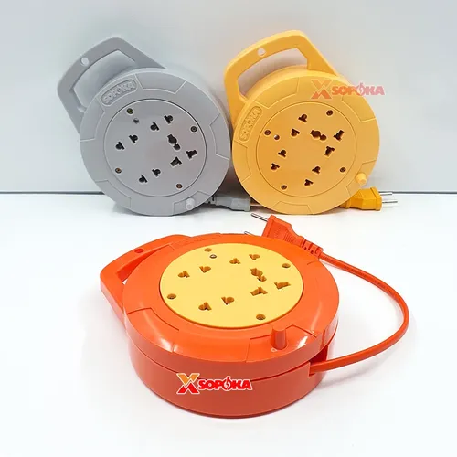 Ổ Cắm Điện Quay Cuộn Dây Tròn Chịu Tải 2200W Q45C/ Q75C Màu Đỏ Cam SOPOKA