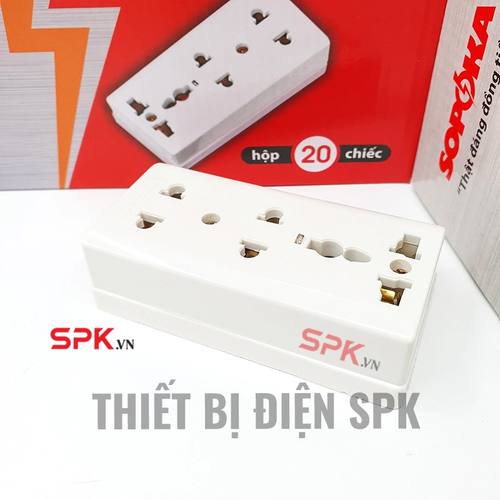 Ổ Cắm Điện 3 Lỗ Gắn Táp Lô E15 SOPOKA Chịu Tải 2200W, Chống Tuột Phích, Lắp Đặt Dễ Dàng