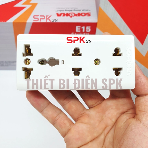 Ổ Cắm Điện 3 Lỗ Gắn Táp Lô E15 SOPOKA Chịu Tải 2200W, Chống Tuột Phích, Lắp Đặt Dễ Dàng