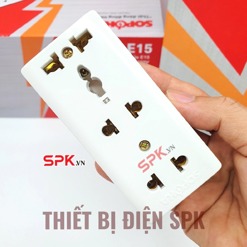 Ổ Cắm Điện 3 Lỗ Gắn Táp Lô E15 SOPOKA Chịu Tải 2200W, Chống Tuột Phích, Lắp Đặt Dễ Dàng