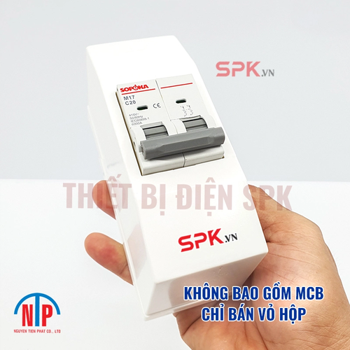 Hộp CB 1 pha 2P Tiến Phát – hộp gắn nổi bảo vệ CB 2 tép gọn gàng, an toàn