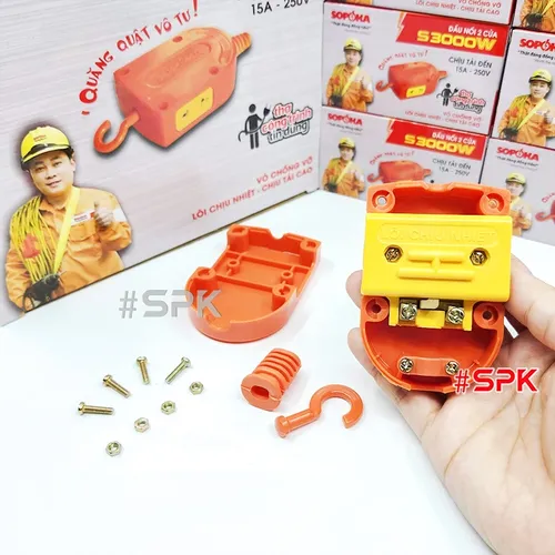 SOPOKA Ổ Cắm – Đầu Nối Điện 2 Cổng S3000W Có Móc Treo Siêu Chịu Tải