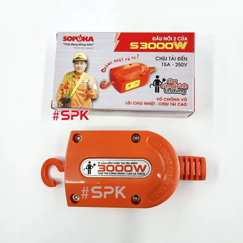 SOPOKA Ổ Cắm – Đầu Nối Điện 2 Cổng S3000W Có Móc Treo Siêu Chịu Tải