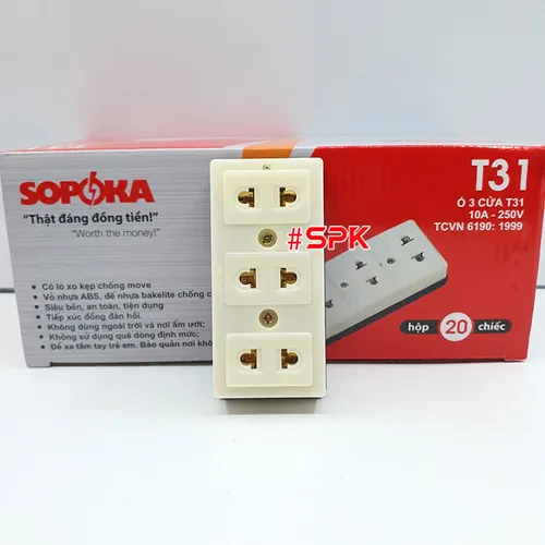 Ổ Cắm Điện Gắn Táp Lô 3 Lỗ T31 SOPOKA – Giải Pháp An Toàn, Tiện Lợi Cho Mọi Gia Đình