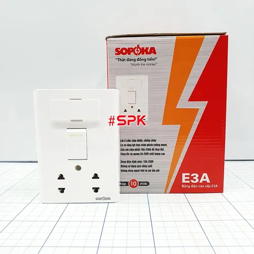 Bảng Điện Lắp Nổi Cao Cấp Dòng E 1 Công Tắc 2 Ổ Cắm E3A SOPOKA