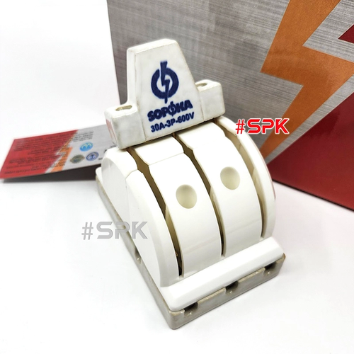 Cầu Dao Đảo Đế Sứ 3 Pha 30A 3P 2N 600V Màu Trắng D26 SOPOKA