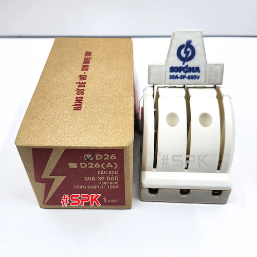 Cầu Dao Đảo Đế Sứ 3 Pha 30A 3P 2N 600V Màu Trắng D26 SOPOKA