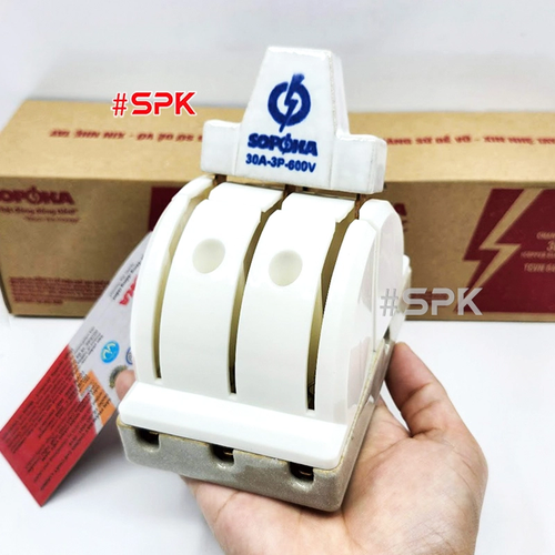 Cầu Dao Đảo Đế Sứ 3 Pha 30A 3P 2N 600V Màu Trắng D26 SOPOKA