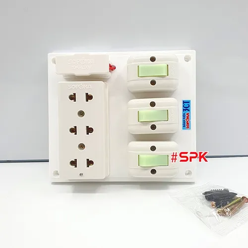 Bảng Điện Táp Lô 3 Công Tắc 3 Ổ Cắm Có Cầu Chì 3CT SOPOKA