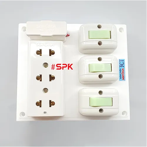 Bảng Điện Táp Lô 3 Công Tắc 3 Ổ Cắm Có Cầu Chì 3CT SOPOKA