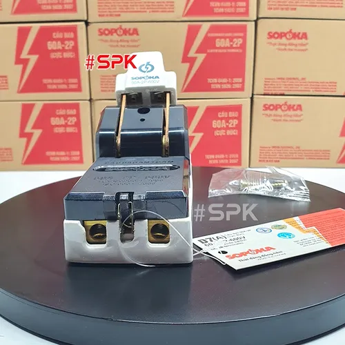 Cầu Dao Đế Sứ 1 Pha 60A-2P Màu Đen D7(A) SOPOKA