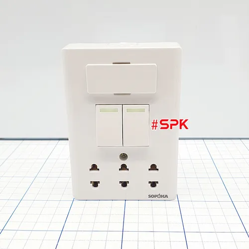 Bảng Điện Lắp Nổi Cao Cấp Dòng E 2 Công Tắc 3 Ổ Cắm E4A SOPOKA