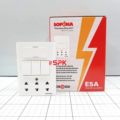 Bảng Điện Lắp Nổi Dòng E Cao Cấp 3 Công Tắc 3 Ổ Cắm E5A SOPOKA