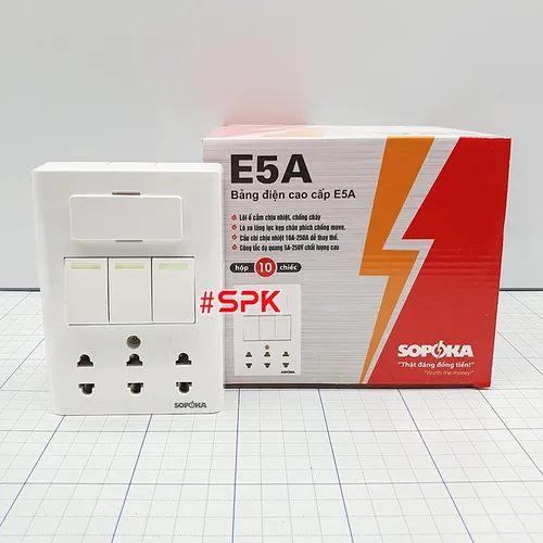 Bảng Điện Lắp Nổi Dòng E Cao Cấp 3 Công Tắc 3 Ổ Cắm E5A SOPOKA