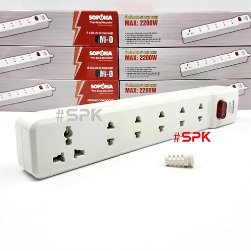 Ổ Cắm Điện 6 Lỗ 2200W Lõi Sứ Không Dây Có Công Tắc 6M-0 SOPOKA