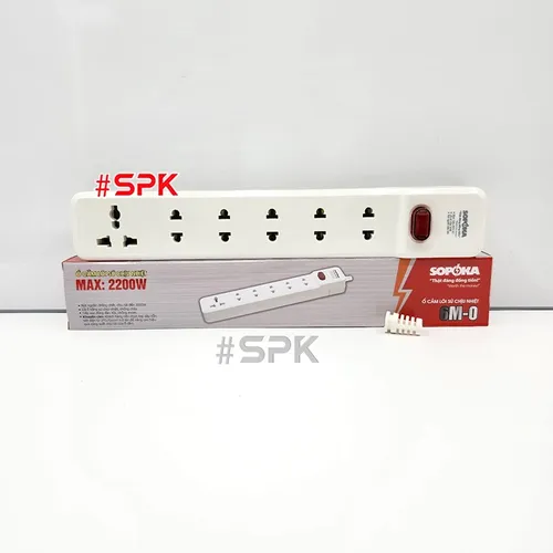 Ổ Cắm Điện 6 Lỗ 2200W Lõi Sứ Không Dây Có Công Tắc 6M-0 SOPOKA